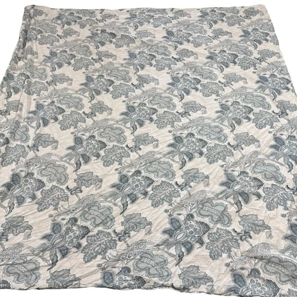 Pottery Barn Paige Palampore Blue White Cotton Duvet Cover King Size Floral